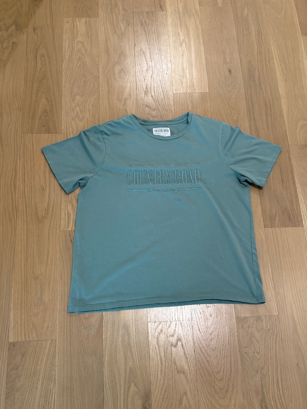 Country Road Sage Green Embossed Logo Short Sleeve Tee